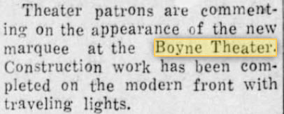 Boyne Cinema - 27 APR 1951 NEW MARQUEE